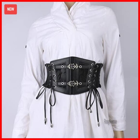Leather Waist Corset Belt One Size Stretchy Lace-Up Victorian Punk Goth main image 4